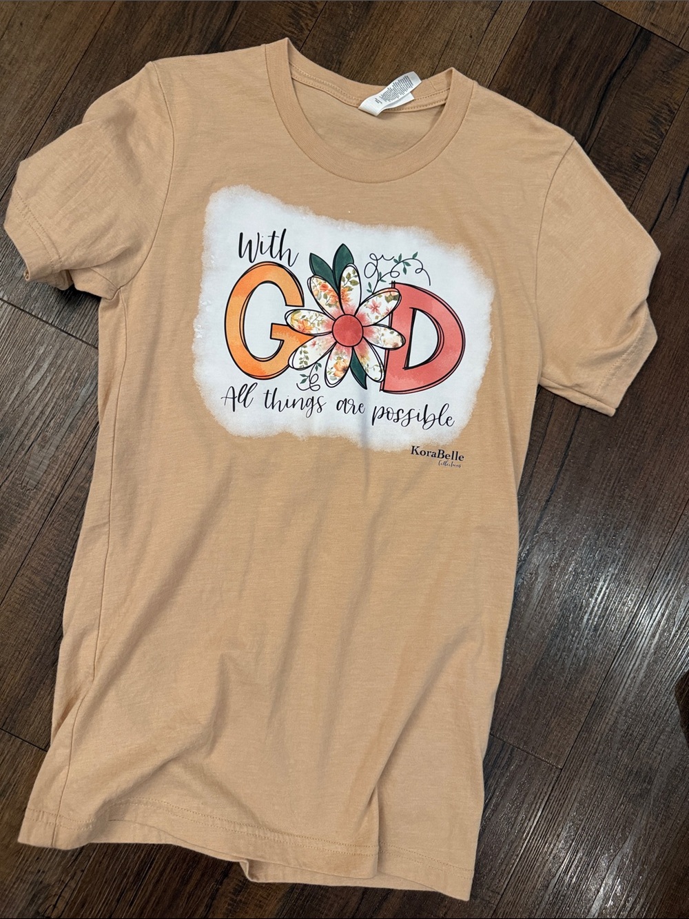 Women’s “With God" Tan Graphic Tee